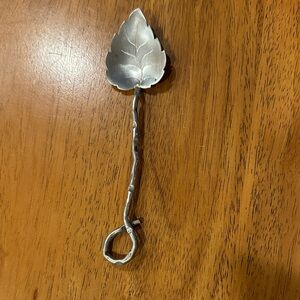 Vintage Leaf-Headed Brass Spoon | Decorative Metal Spoon. Handmade